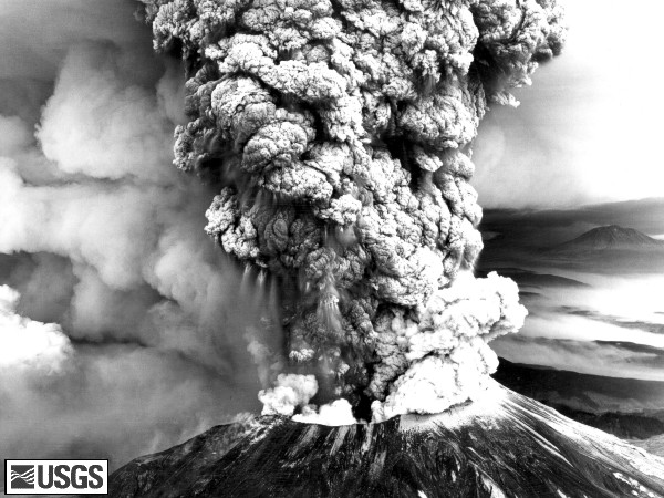 Mount St. Helens erupts explosively in 1980. Image courtesy of USGS.